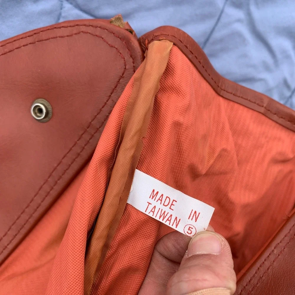 Vintage 90s corduroy shopper bag w/ leather trim in rust-orange